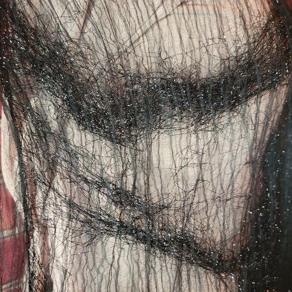 Black Sparkly 100% Silk Scarf by Twiggy - Picture 7 of 9